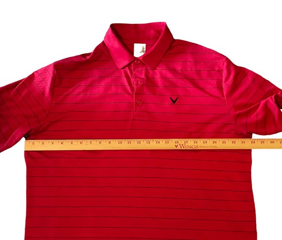 Callaway OptiDri Mens Short Sleeve Polo Shirt SZ Large Red Black Stripe Stretch - Picture 4 of 7